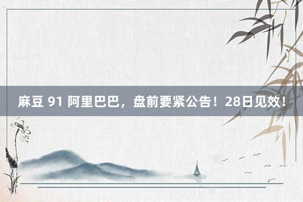 麻豆 91 阿里巴巴，盘前要紧公告！28日见效！
