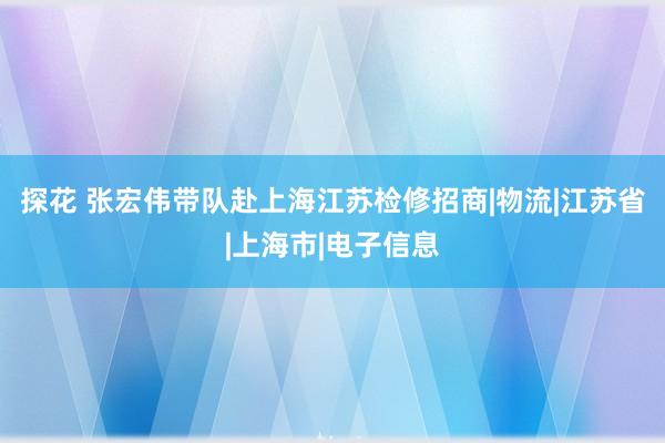 探花 张宏伟带队赴上海江苏检修招商|物流|江苏省|上海市|电子信息