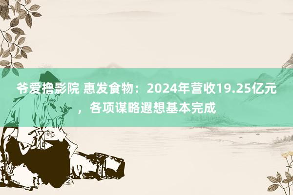 爷爱撸影院 惠发食物：2024年营收19.25亿元，各项谋略遐想基本完成